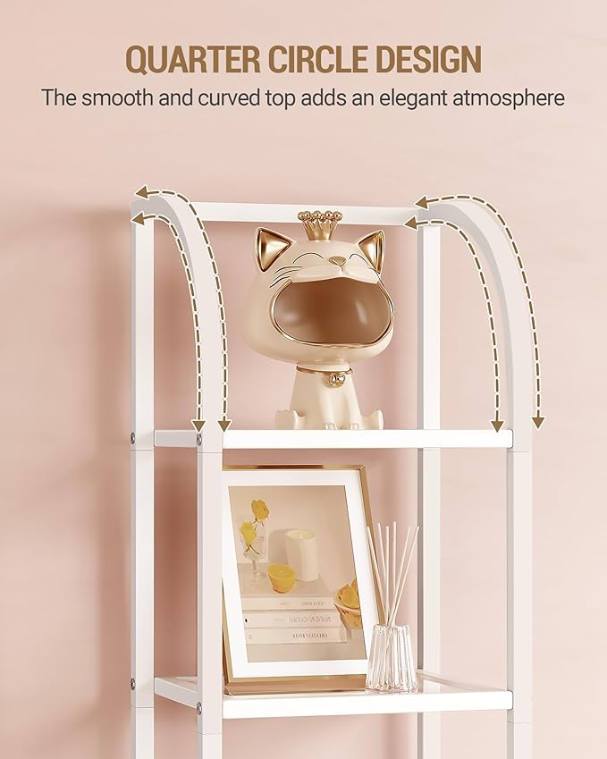 Hzuaneri Bookcase Bookshelf, Tempered Glass Arched Bookshelf