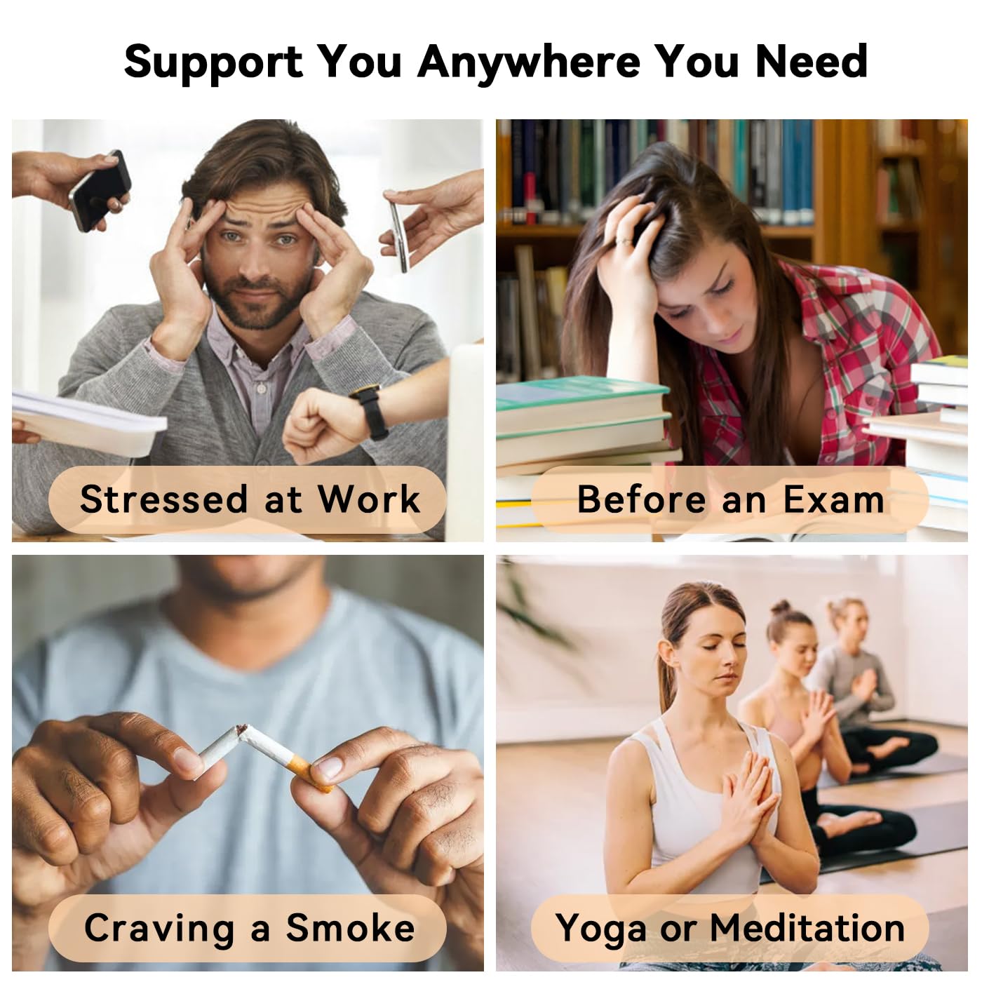FUNPAR Cross Breathing Necklace for Anxiety Relief and Relaxation, Breathlink Design Quit Smoking Aid, Stainless Steel Mindfulness Tool to Calm, Stylish Wellness Gift for Adults(Silver 28:20)