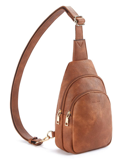 Telena Small Sling Bag for Women Leather Crossbody Fanny Packs Chest Bag for Women