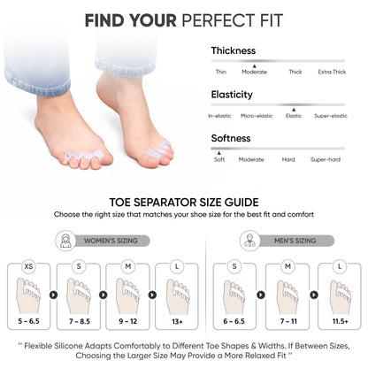 Silivance Toe Spacers for Foot Alignment – Bunion Corrector & Toe Separator for Pain Relief, Natural Toe Splay & Posture Support – Medical Grade Silicone (Medium)