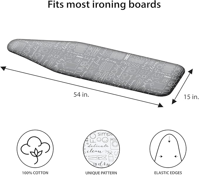 Simplify Ironing Board Cover | Scorch Resistant | Cotton | Thick Padding |