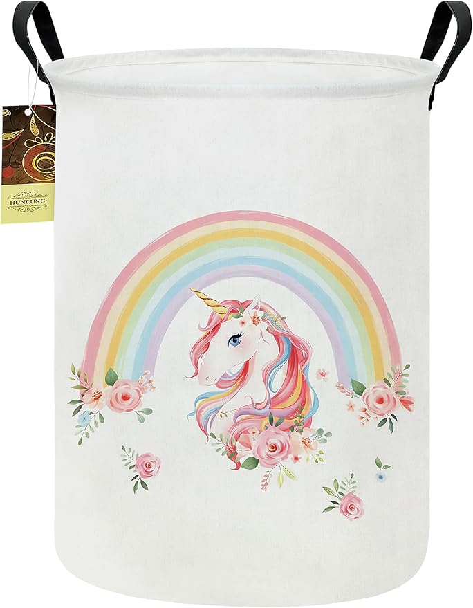 HUNRUNG Laundry Hamper, Large Canvas Fabric Lightweight Storage Basket Toy