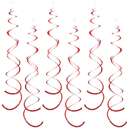 30 Pcs Red Party Hanging Swirl Decorations Plastic Streamer for Ceiling Spiral Decorations Garland for Birthday Wedding Bridal Shower Baby Shower