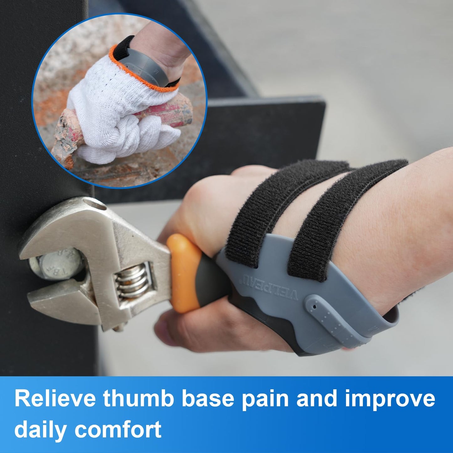 Velpeau CMC Joint Thumb Arthritis Support Brace - Soft & Hard Plastic Compose - with Thumb Compression Sleeve, Stabilizes Thumb CMC Joint Without Limiting Hand Function (Black, Right - Medium)