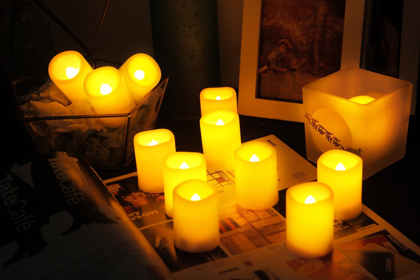CANDLE CHOICE Battery Operated Flameless Votive Candles Realistic Flickering Fake Electric LED Tea Lights Set Bulk Wedding Party Halloween Christmas Decorations Table Centerpieces Batteries Incl 24PCS