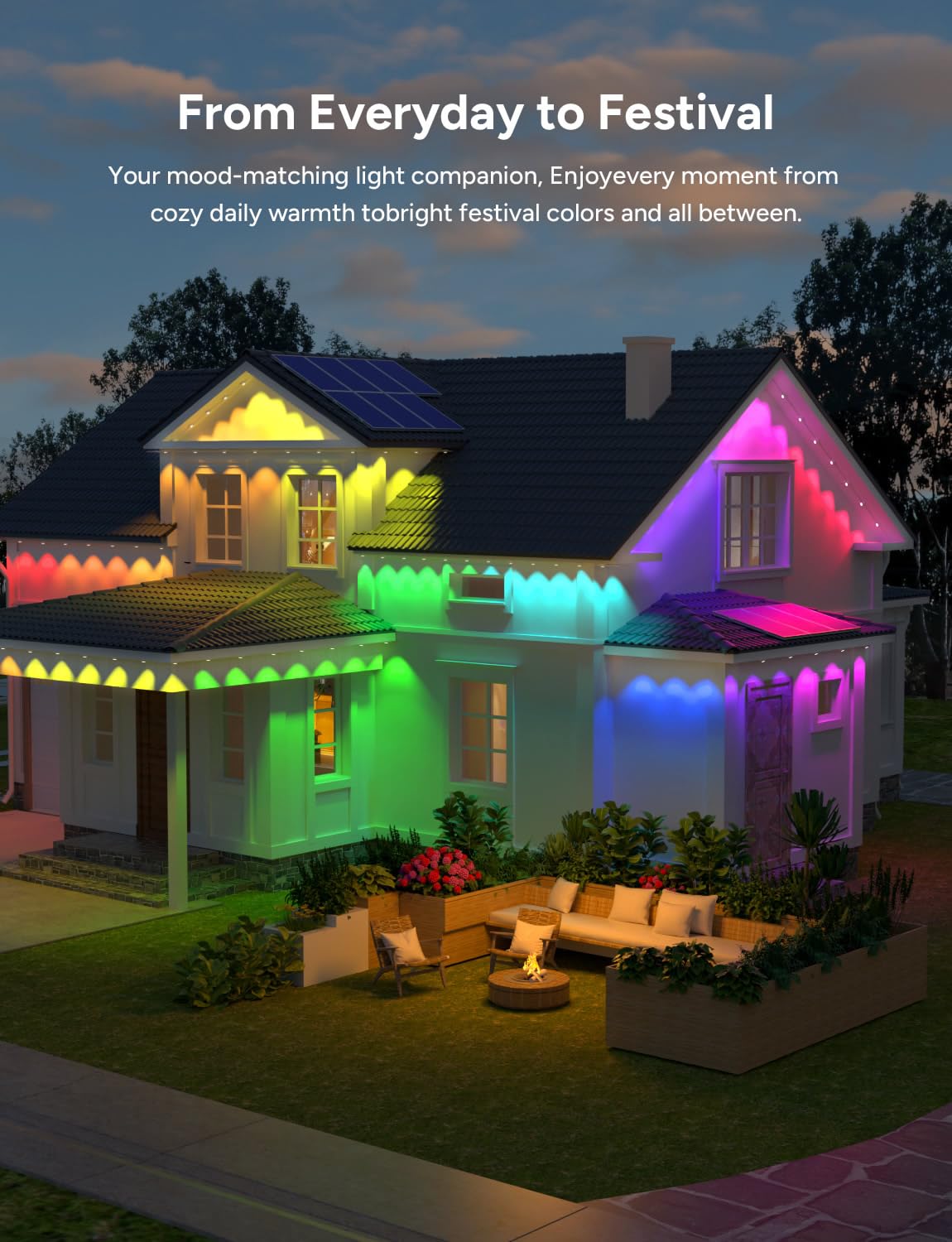 olivilily Permanent Outdoor Lights, 100ft with 60 LEDs Smart RGB, 68+ Scene Modes IP66 Waterproof, Alexa/Google Assistant Compatible Holiday Lighting for Christmas Halloween Patio Decor