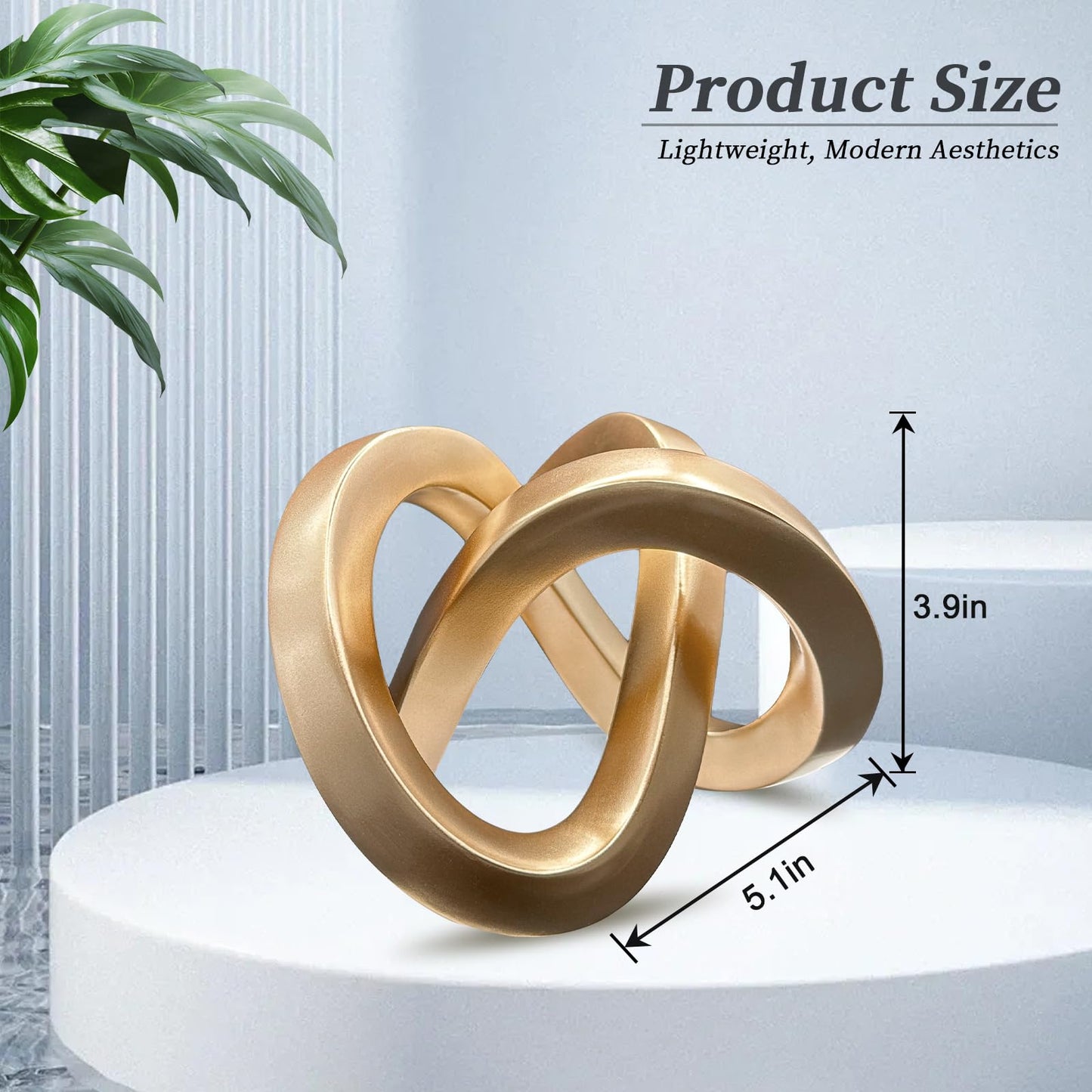 toytoto Modern Gold Geometric Sculpture Gold Knot Home Accent Decor,Multi-Angle Geometric Sculptures Statues for Living Room Bedroom Office Desk Bookshelf Coffee Table Home Decorations
