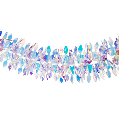 6ft Long Iridescent Hanging Decorations Garland, Roll Shiny Foil Metallic Banner Ornaments for Christmas, Frozen Theme Party, Birthday, Bridal Shower, Wedding,Fairy Princess Rainbow Show Decoration