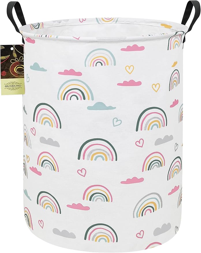 HUNRUNG Laundry Hamper, Large Canvas Fabric Lightweight Storage Basket Toy