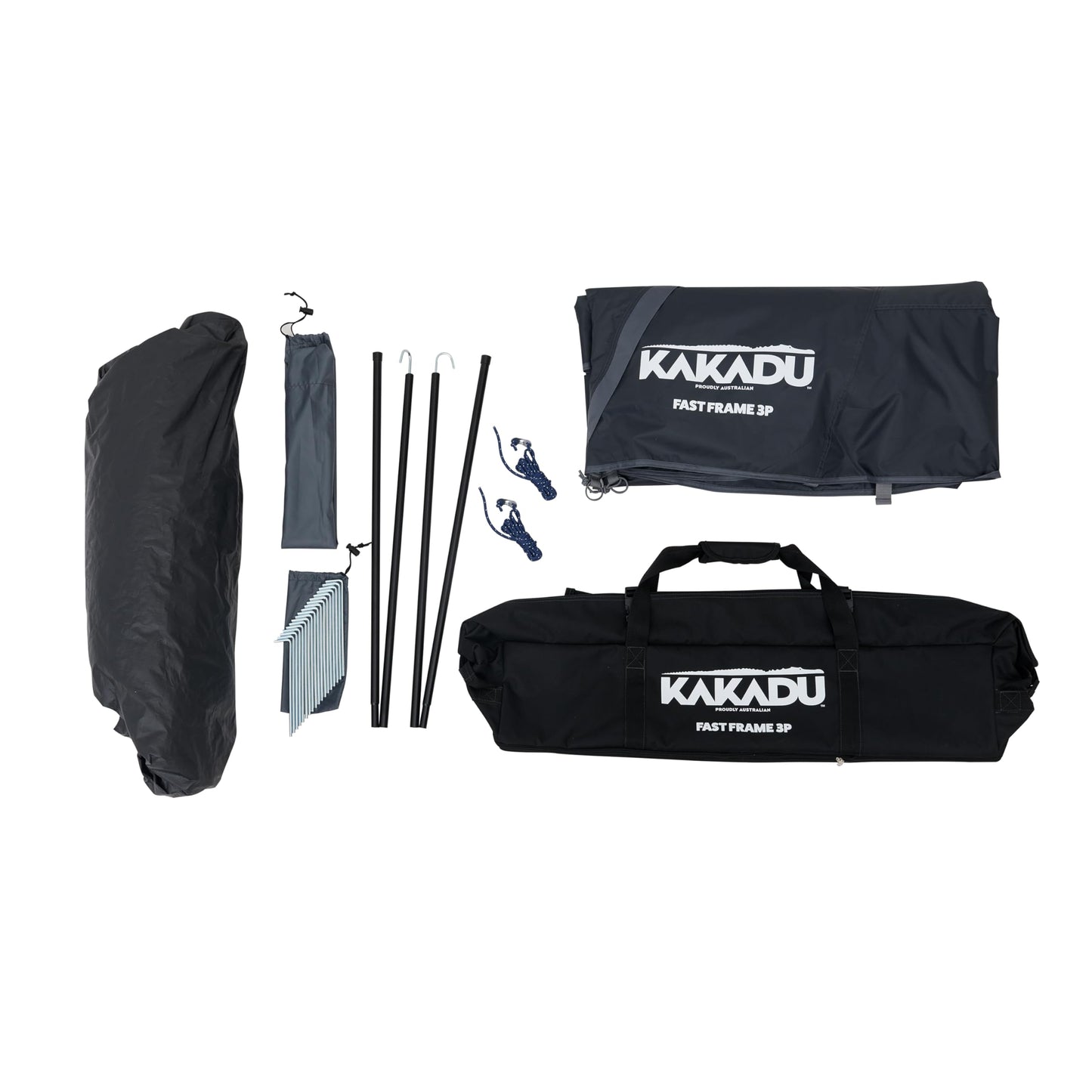 Kakadu Fast Frame Tent 3P, 3 Person Camping Tent, 1-Minute Setup, Fast Frame Twin Hub Design w/Pre-Attached Poles, Stargazing-Ready, Weatherproof, w/Awning Poles, and Carry Bag