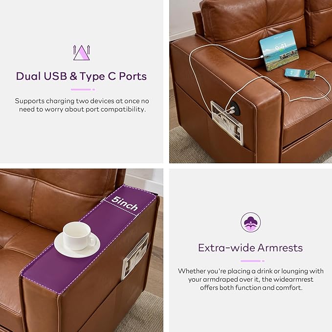 TYBOATLE 88" W Faux Leather Couches
