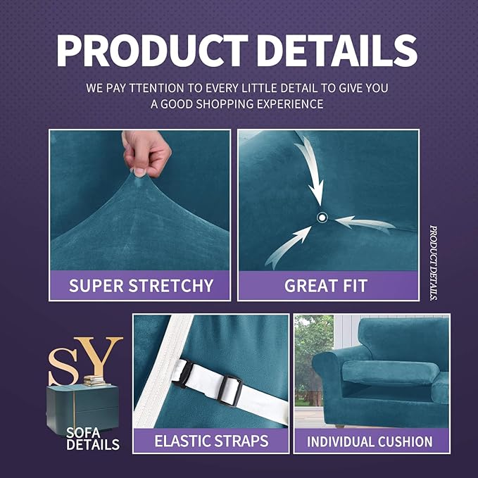 ZNSAYOTX Luxury Velvet Chair Slipcovers