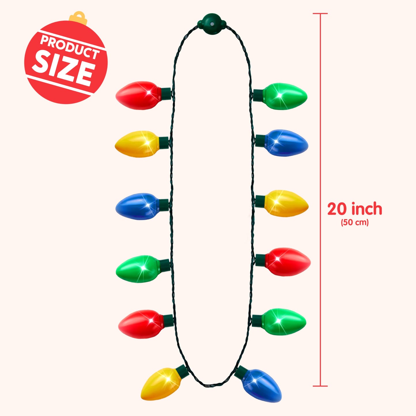 JOYIN 3 PCS Christmas Necklace 12 LED Bulbs LED Light Up Bulb Necklace Christmas Holiday Accessories Party Favors