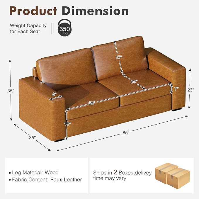 ABCASA Oversized 85" Sofa Couches