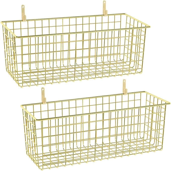 2 Sets Extra Large Hanging Wall Basket, WallmountedFruit Vegetable Toy Snack