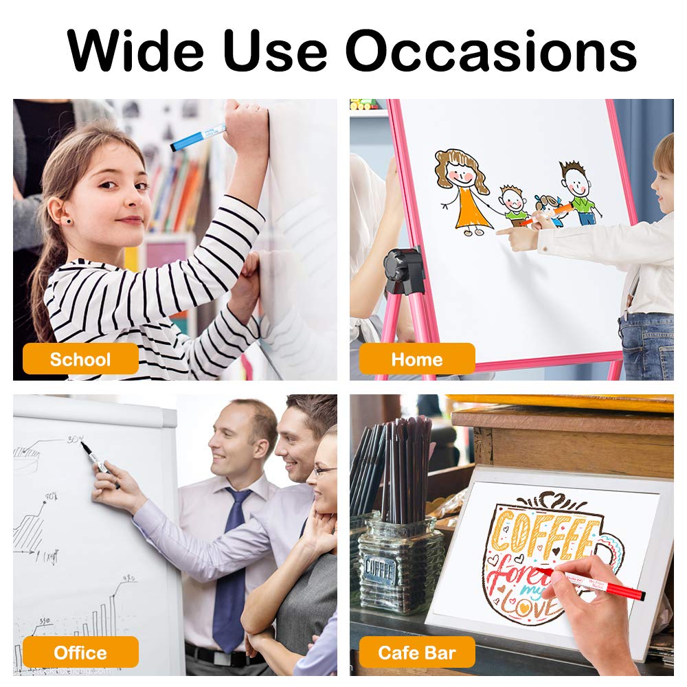 Shuttle Art Magnetic Whiteboard Markers, 20 Pieces Fine Tip and Eraser, Dry Erase Whiteboard Markers, for Writing on Whiteboards, Weekly Planner, Glass for School Office Home