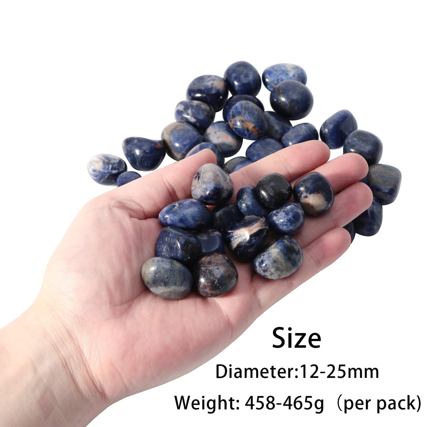 TUMBEELLUWA 1 LB Sodalite Tumbled Stones Bulk for Crafts Vase Filler Landscape Decor, Natural Healing Crystal for Meditation Witchcraft