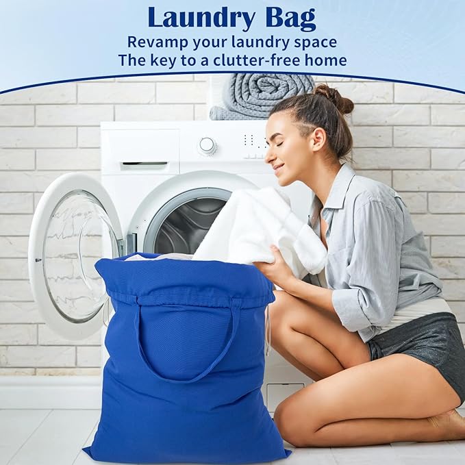 Laundry Bag with Handles & Drawstring Closure 27.6”Wx35"H, Thick Laundry Bag