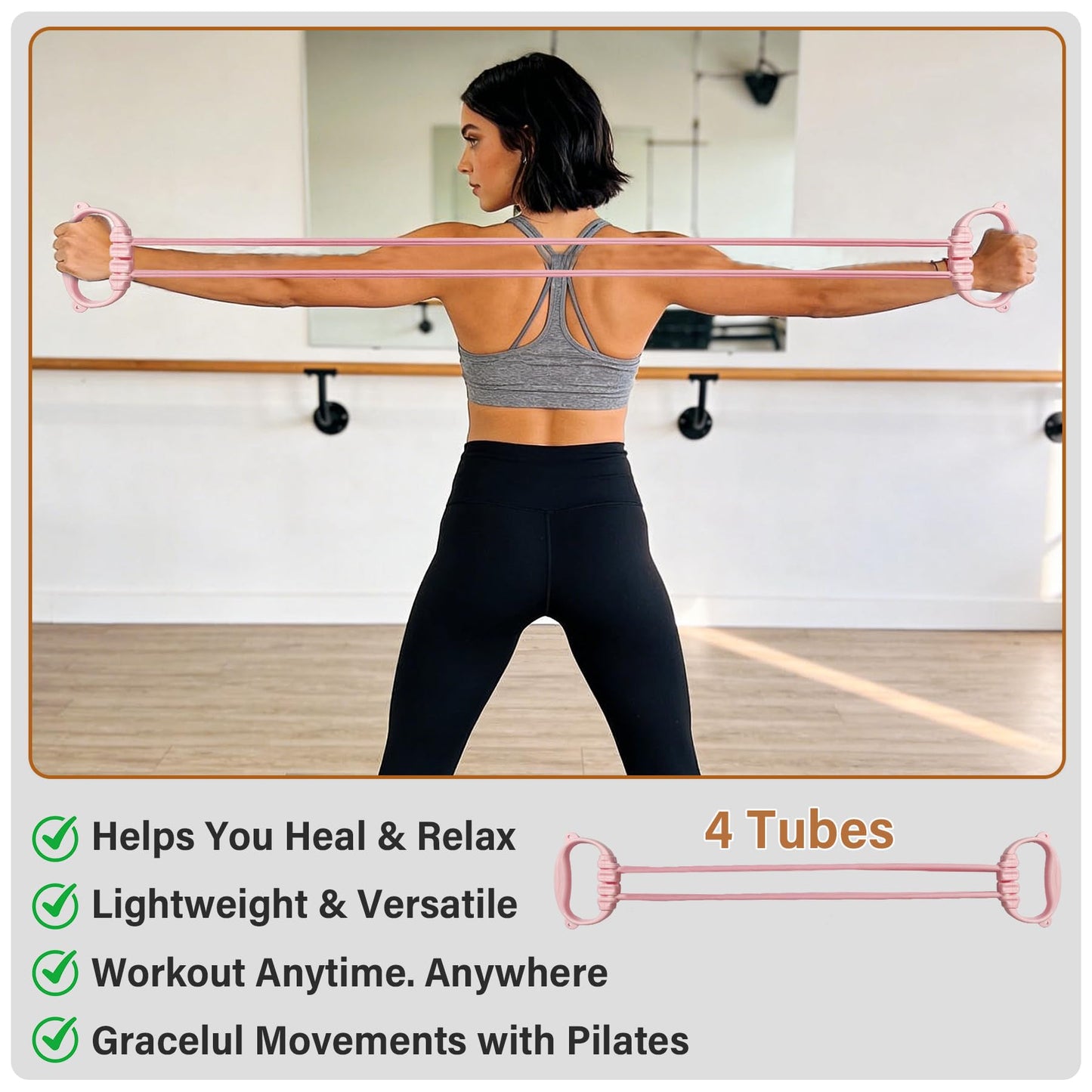 NEBORASTEP Home Pilates Kit, 15-Inch Pilates Ring with 2 Pilates Ball,2 massageballs,3 Resistance Bands for Toning Arms, Thighs/Legs & Core,1 Detachable Tension Strap