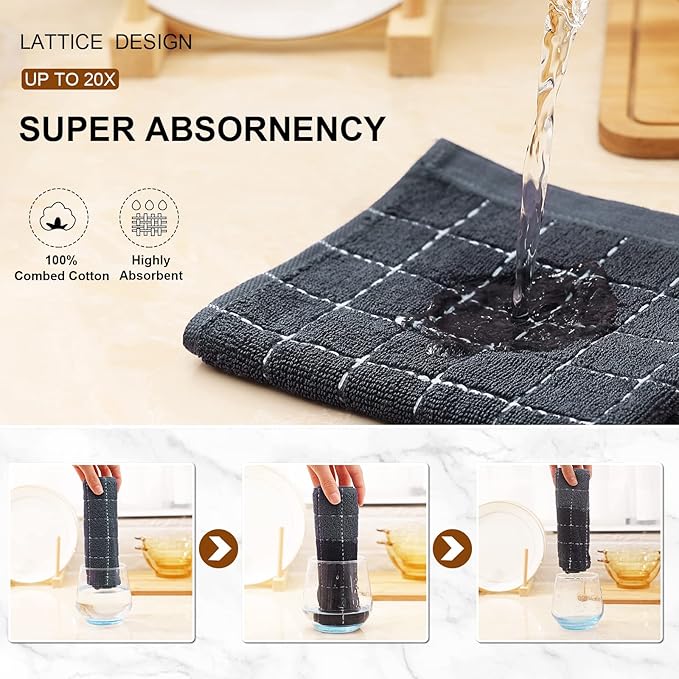Mordimy 100% Cotton Terry Cloth Kitchen Towels, Super Soft and Absorbent Dish