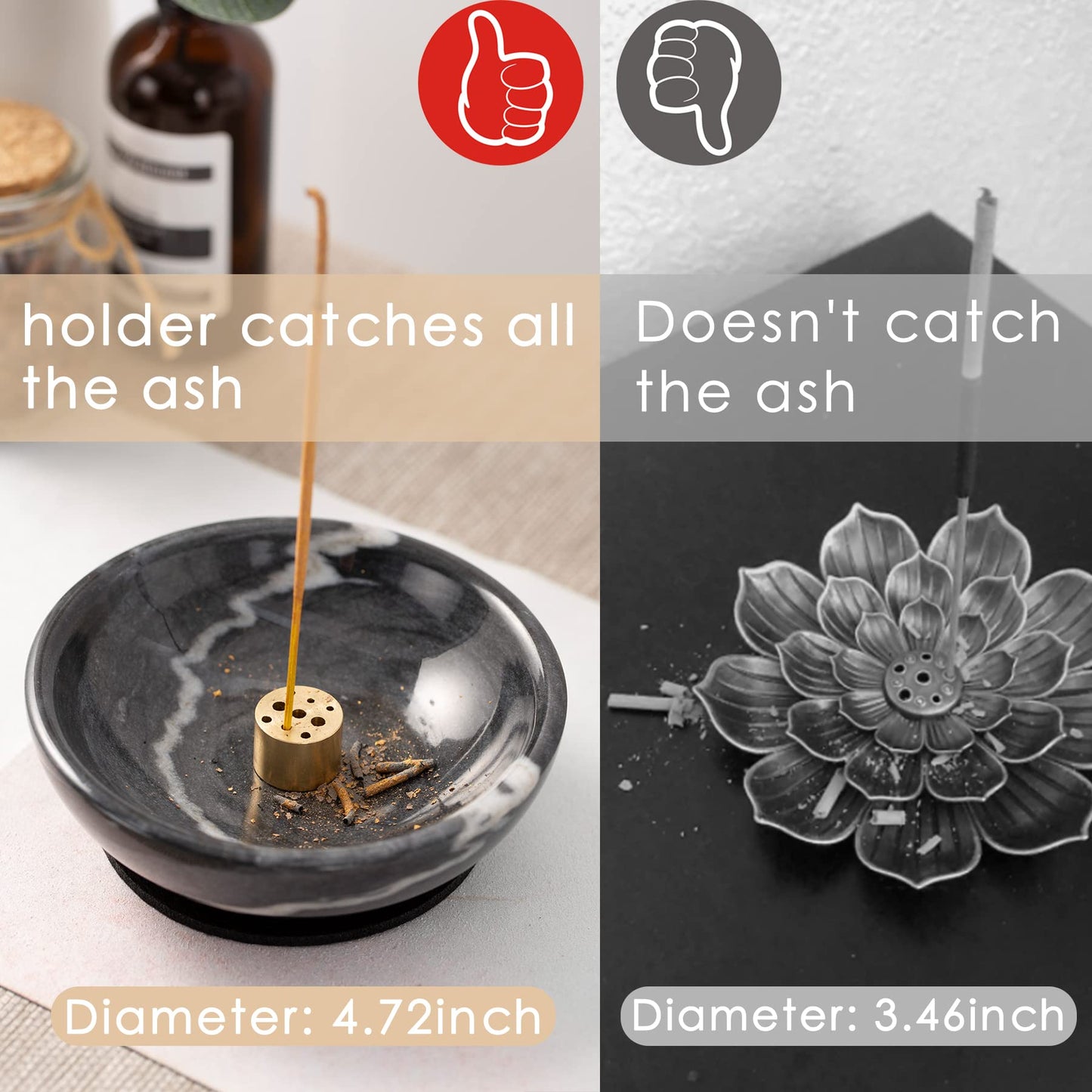 Fasolahome Incense Holder, Beautiful Natural Marble Incense Burner for Meditation, 9 Incense Holes Suitable for Most Types (Black)