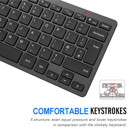 Arteck 2.4G Wireless Keyboard Ultra Slim and Compact Keyboard with Media Hotkeys for Computer Desktop PC Laptop Surface Smart TV and Windows 11/10/8/7, Black