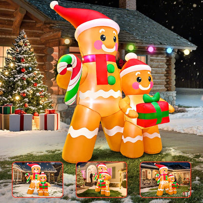5FT Christmas Inflatables Outdoor Decorations Inflatable Gingerbread, Built in LED Lights Blow up Yard Decorations for Xmas Holiday Party Indoor Garden Lawn Décor