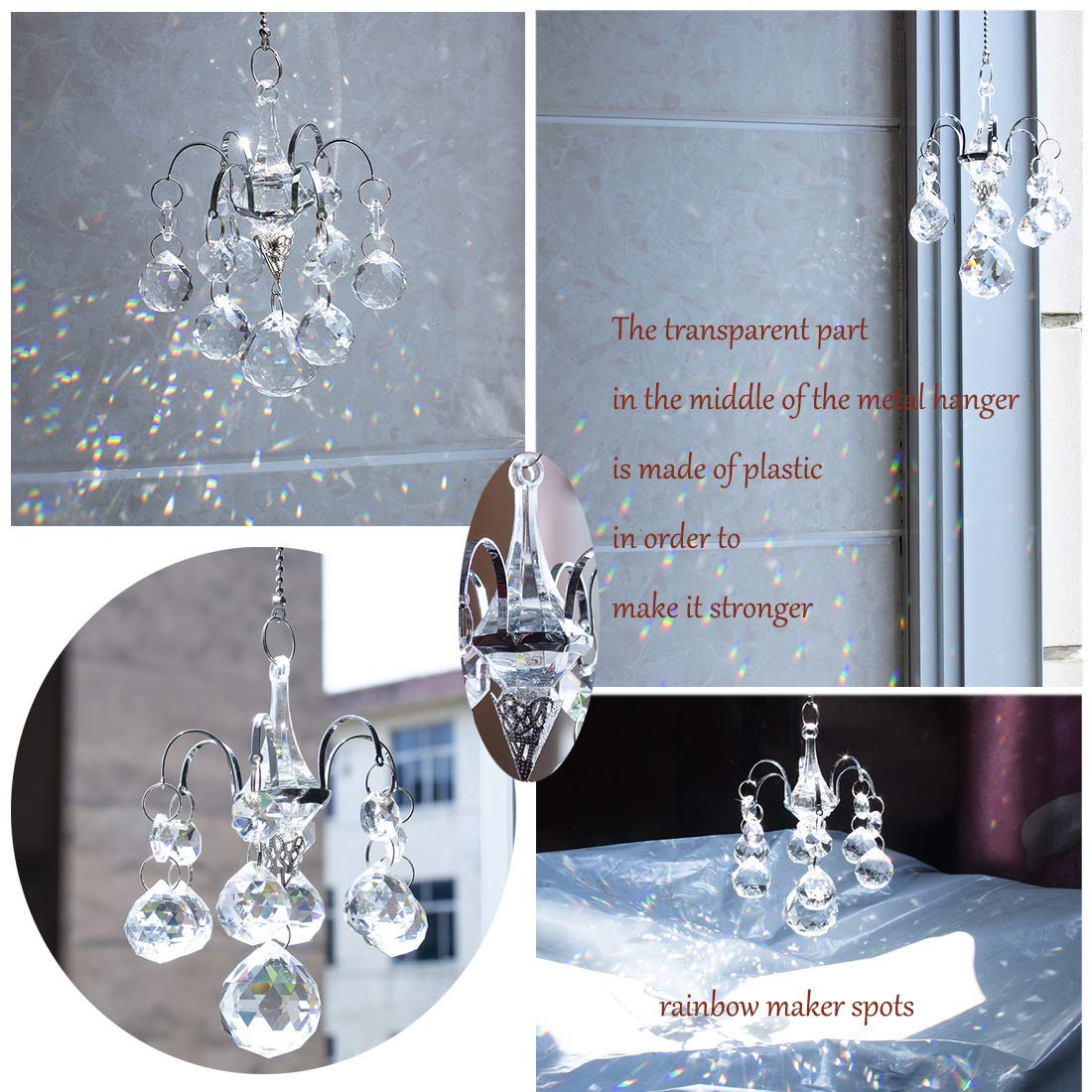 H&D HYALINE & DORA Crystals Ball Prisms Suncatcher Hanging Ornament Hanger Rainbow Maker with Hook