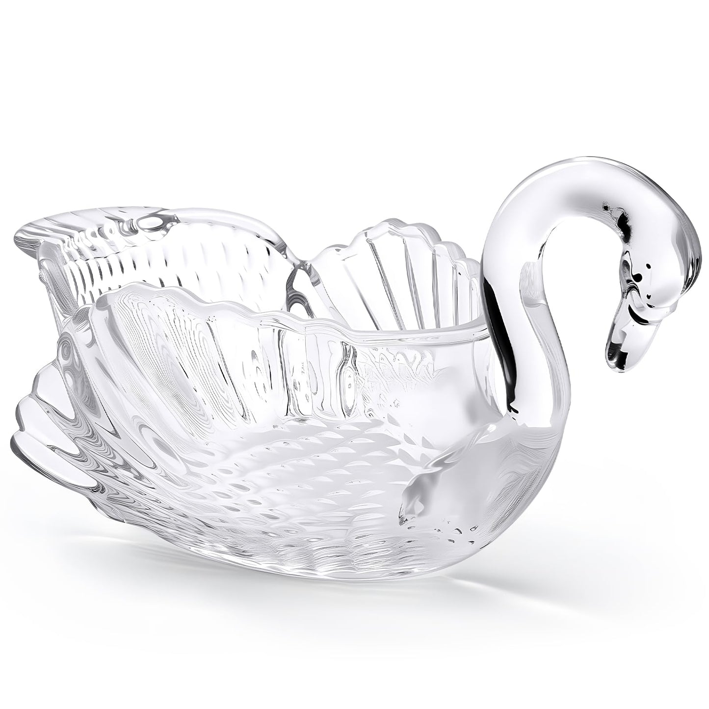 Patelai 9.8'' x 5'' Crystal Swan Bowl Decorative Centerpiece Glass Bowl for Candy Dish Flower Vase Fruits Table Decoration