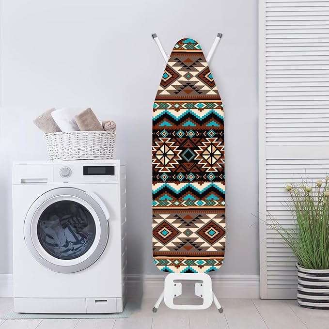 Africa Ethnic Pattern Ironing Board Cover Standard Size 15x54 inch, Hook and
