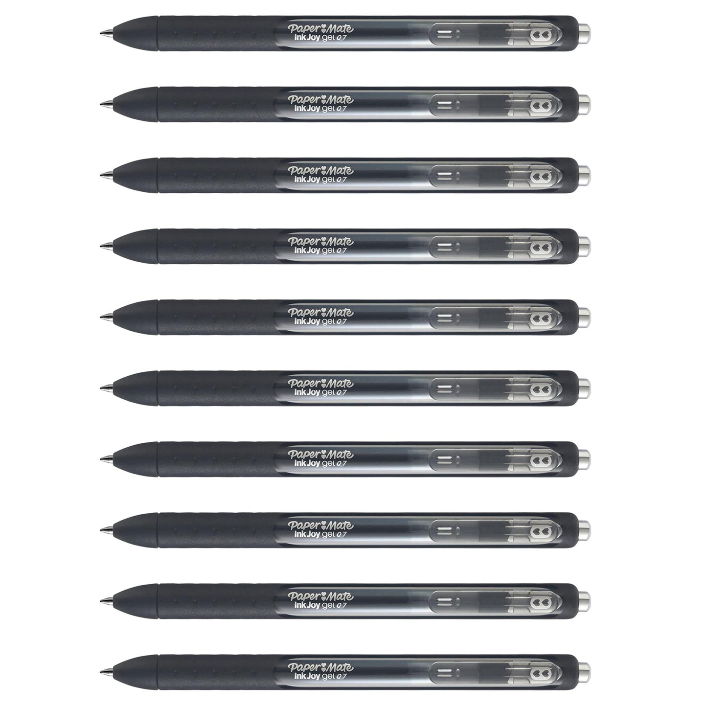 Paper Mate InkJoy Black Gel Pens Medium Point (0.7 mm) Comfort Grip 10 Count Fast Dry Ink Ideal for Smooth Writing