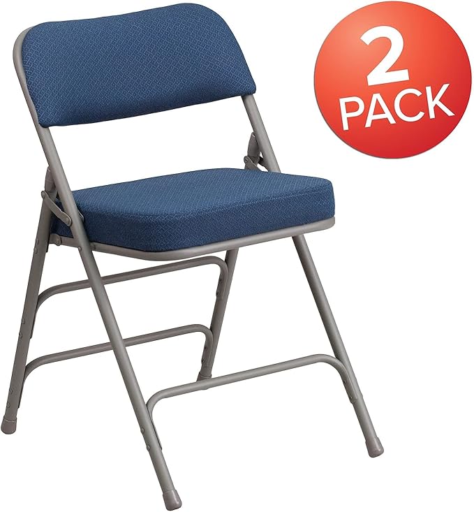 Flash Furniture 2 Pack HERCULES Series Premium Curved Triple Braced & Double