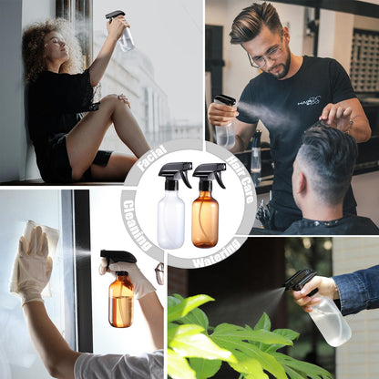 GearTrust Small Water Spray Bottle for Hair, Frosted Clear Plastic Small Squirt Bottle with Adjustable Mist/Stream, Refillable Empty Mister Spray Bottles for Hair, Plant, Cleaning, Pet, 10.1 oz /300ML
