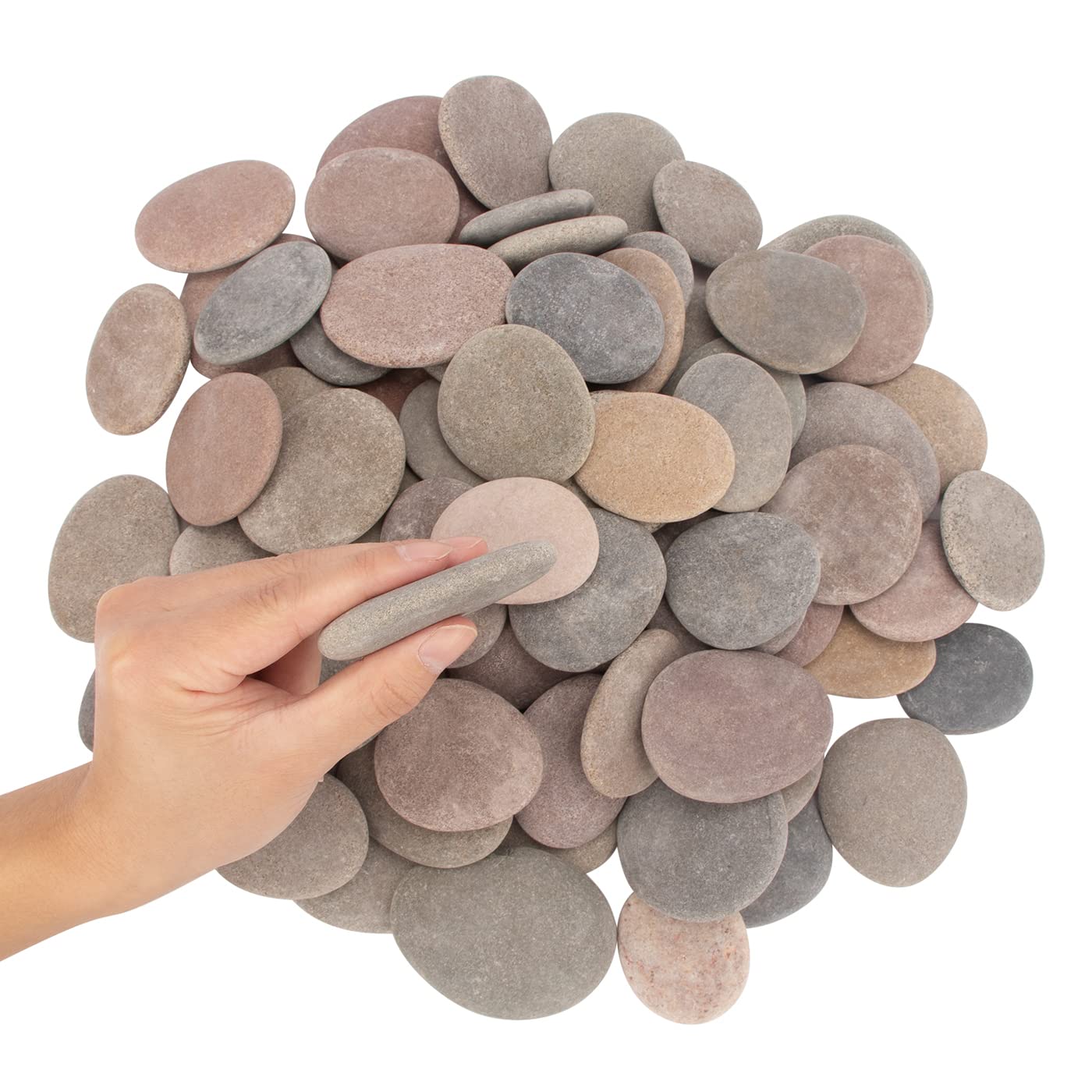 About 100 Pcs Painting Rocks, 2.2"-3.5", Flat, Smooth - River, Craft, DIY Stones, 18 Pounds