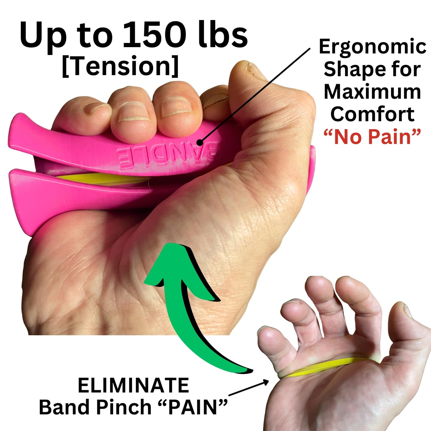 Bandles™ - True Ergonomic Resistance Band Handles | Unleash the Full Potential of Pain-Free, Full-Body Workouts | Durable & Comfortable for High-Intensity Training (2 Handles) (Purple, Standard)