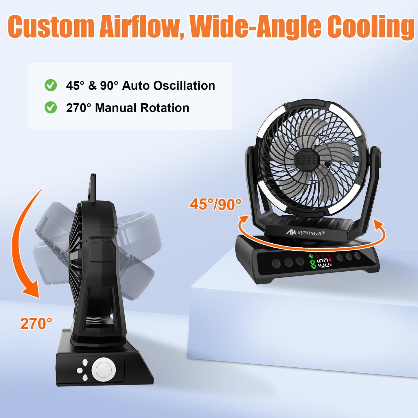 ayamaya Rechargeable Fan + Cooler Fishing Backpack, 20000mAh Fan with Remote, 9 Speeds, 45L Tackle Backpack with Insulated Lunch Bag for Fishing Camping