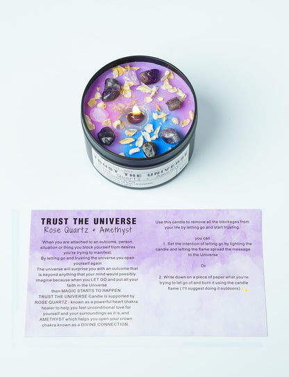 Healing Candles, Manifestation Magical Candles, Energy, Chakras, Law of Attraction, Gifts to Empower Women, Birthday Graduation Gifts, Emotional Support. (Trust THE Universe)