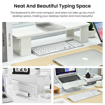 Wireless Keyboard Mouse Combo, cimetech 2.4G Ultra-Thin Keyboard and Mouse Set with Sleek Ergonomic Silent Design & Stable Connection for Windows PC Laptop Computer (QWERTY UK Layout, Silver White)