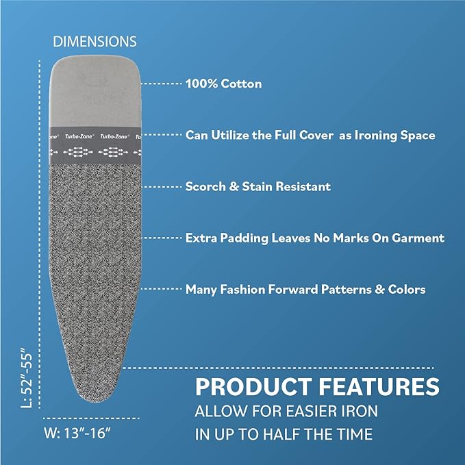 Bartnelli Ironing Board Cover and Pad, Made in Europe