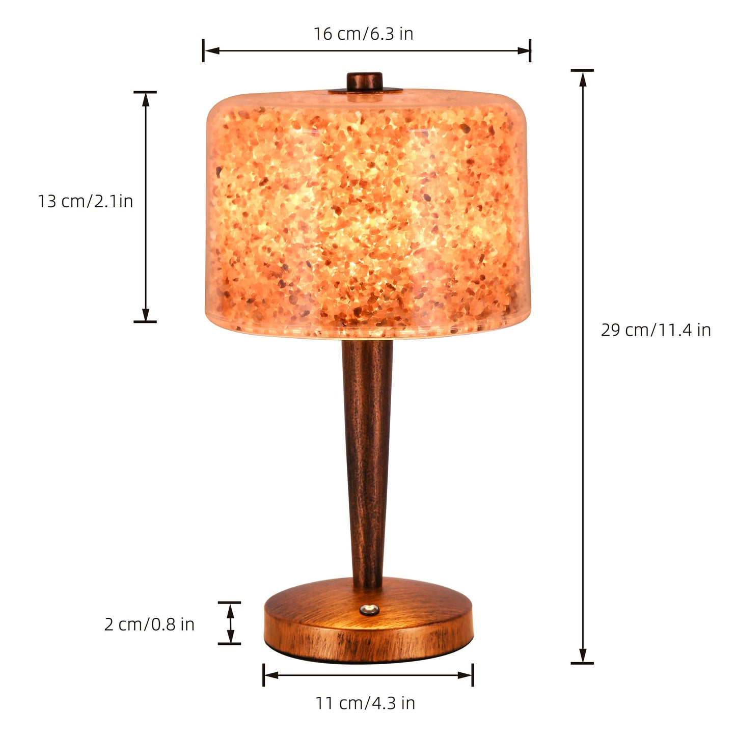 Himalayan Pink Rock Salt Lamp, Touch Control Dimmable Salt Night Light, USB Powered Crystal Salt Lamp, Boho Ambient Table Lamp for Bedroom Nightstand Living Room Home Decor, USB Adapter Excluded