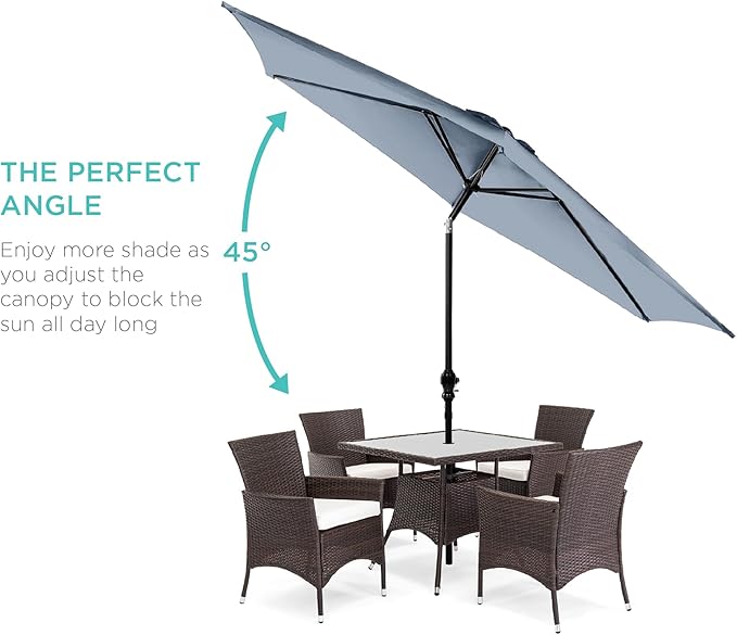 Best Choice Products 10ft Outdoor Table Compatible Steel Polyester Market Patio Umbrella w/Crank and Easy Push Button Tilt