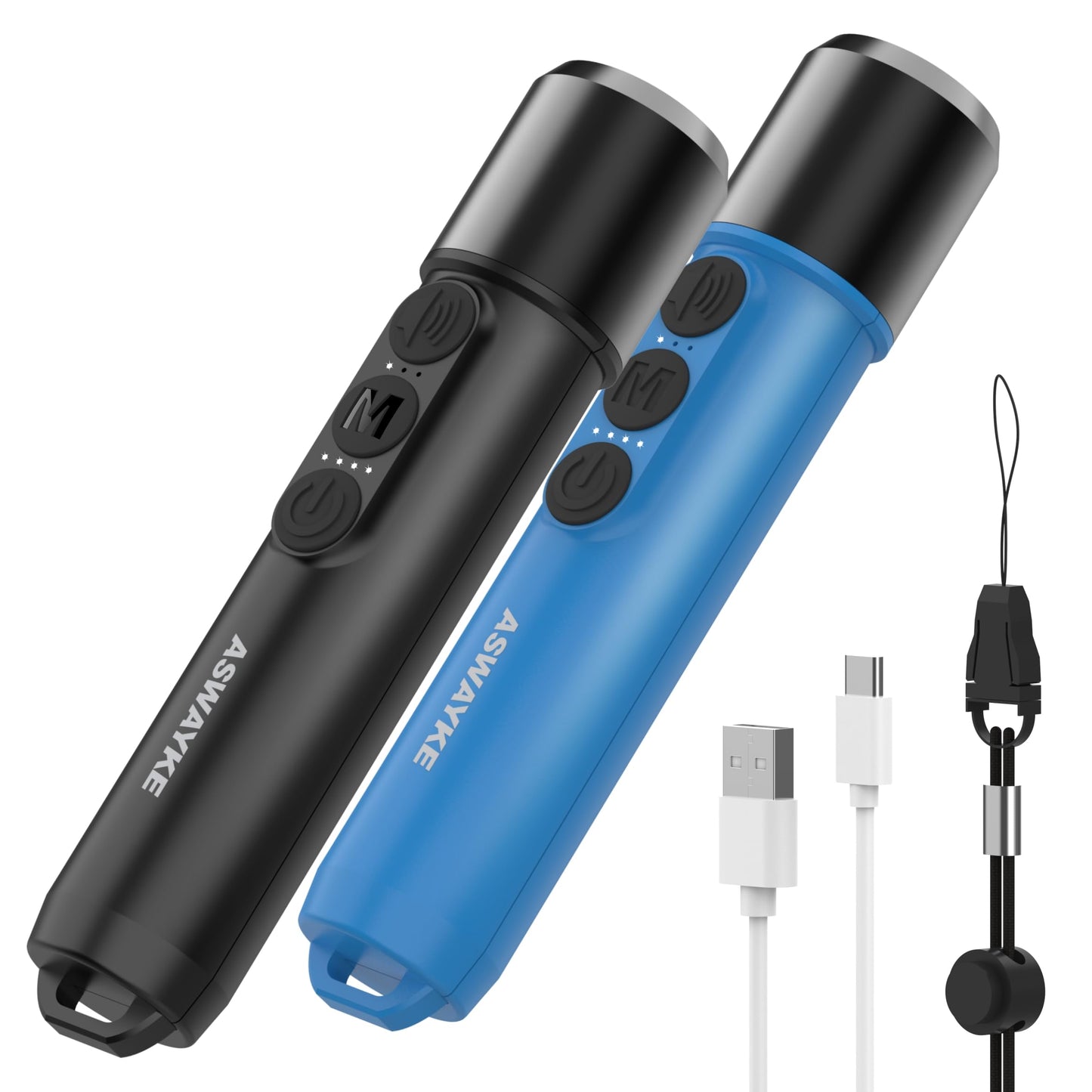 aswayke Electronic Whistle Set of 2-125dB Loud Rechargeable Whistle, Type-C Charging, 4-Level Volume, IPX5 Waterproof for Coaches, Referees, Basketball & Dog Training
