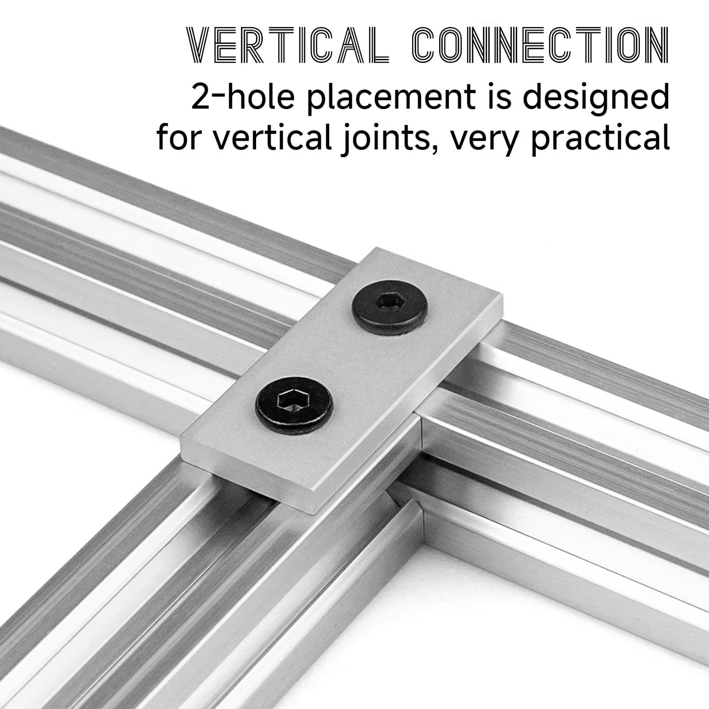 Kodrily 10Pcs Aluminum Extrusion Joining Plate Aluminum Flat Straight Brackets, Vertical Connecting Reinforcement Plate Flat, 2 Hole Plate Fittings for Frame Structure, 4040