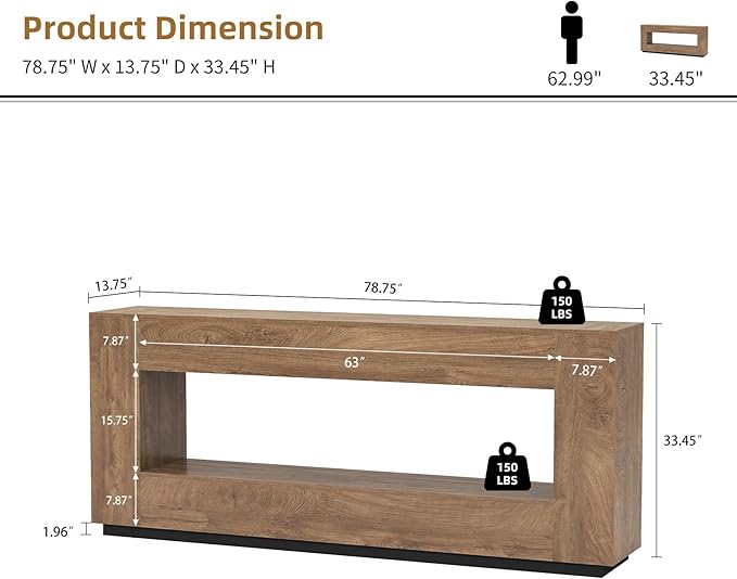 Epecoya 78 Inch Extra Long Console Table