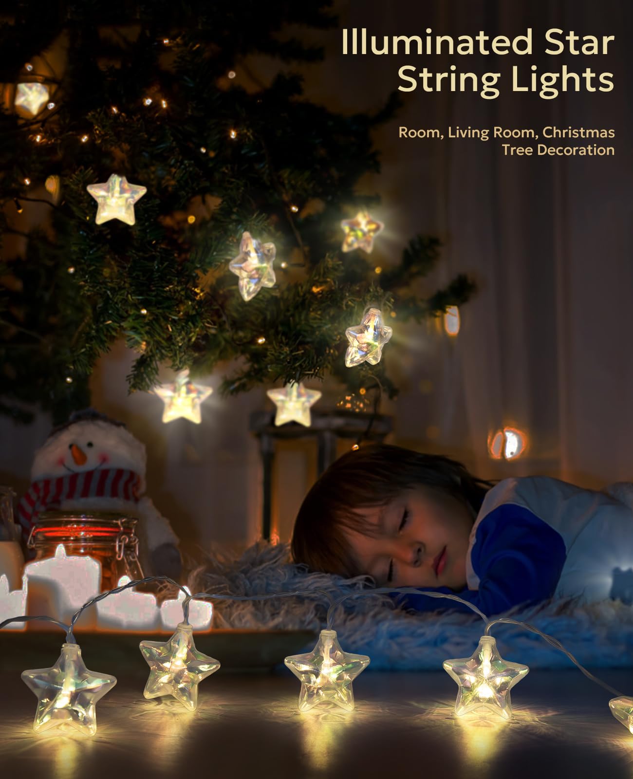 AceList Star LED String Lights – USB/Battery - Powered 20 LED Twinkling Fairy Lights with Remote, 8 Modes, Waterproof Design for Indoor/Outdoor, Christmas, Wedding, Bedroom Ambiance