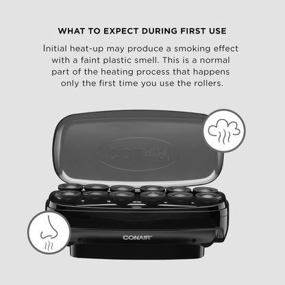 Conair Hot Rollers for Long, Medium & Short Hair, 12 Jumbo 1 ½" Heated Hair Rollers with Clips, Hot Curlers for Women, Volume & Curls, Amazon Exclusive, Black