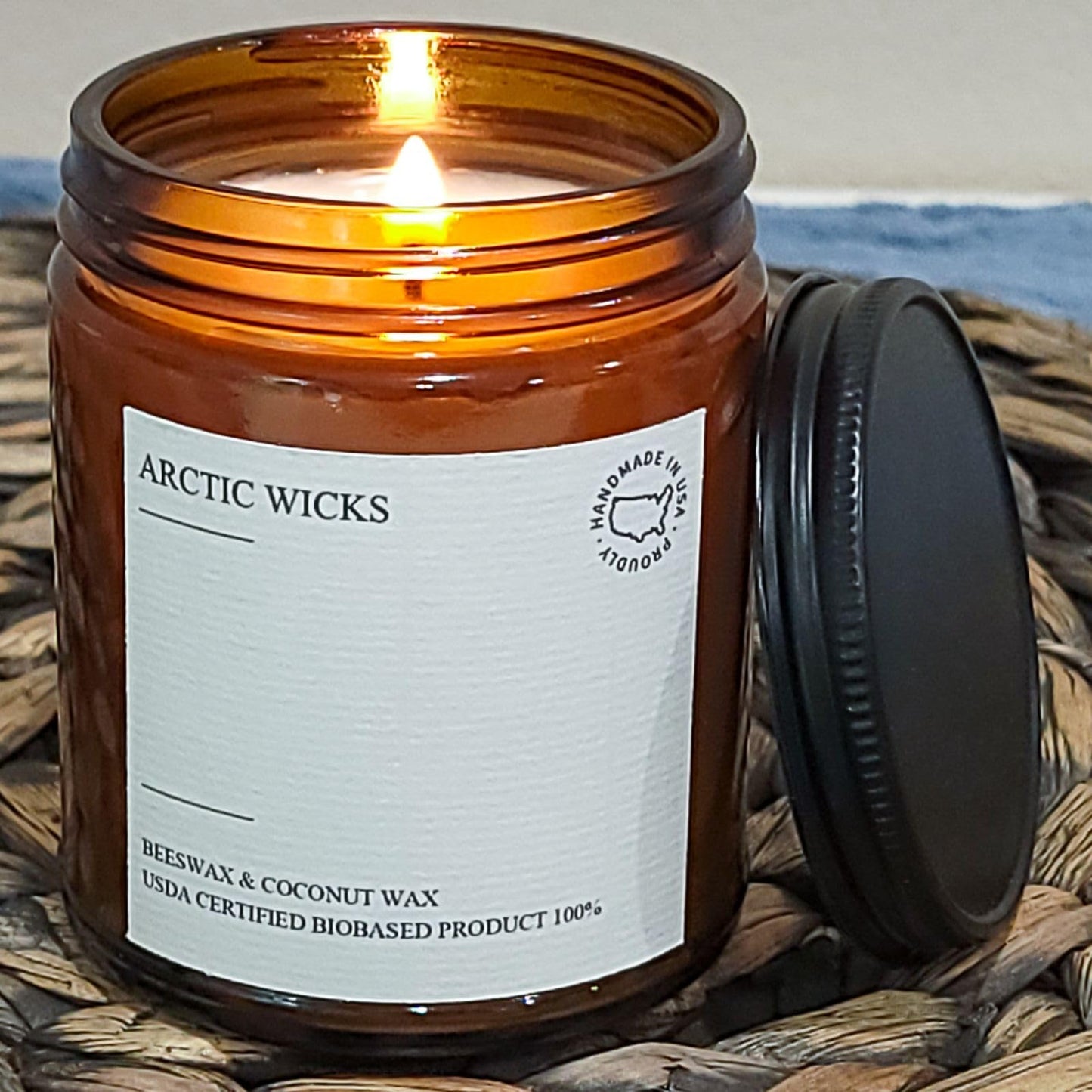 Arctic Wicks Peppermint & Eucalyptus Candle | 9oz Amber Jar | Arctic Wicks Handmade Scented Natural Coconut Beeswax Candles | Prefect Gift For Spa Lovers Non-Toxic 100% USDA Certified Biobased