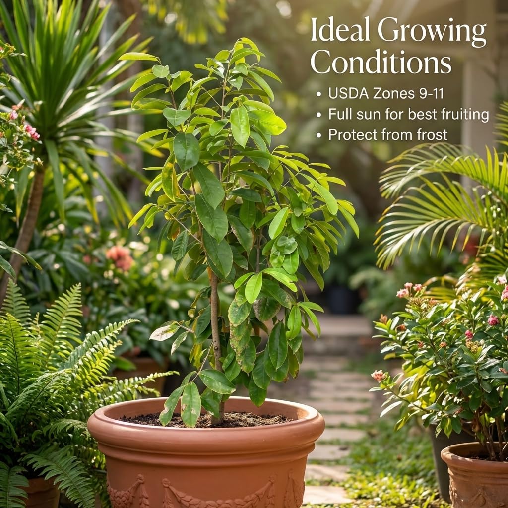 Soursop Tree Plant Live, Well Rooted Sweet Soursop Fruit Plants, Annona Muricata Soursop Tree, Container and Garden Growing