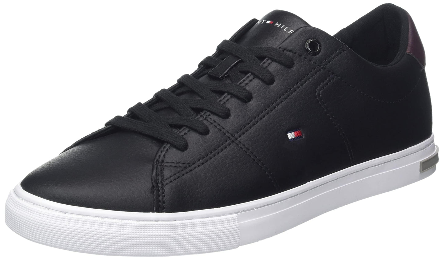 Tommy Hilfiger Men’s Essential Leather Detail Vulcanised Trainers, Black (Black), 9