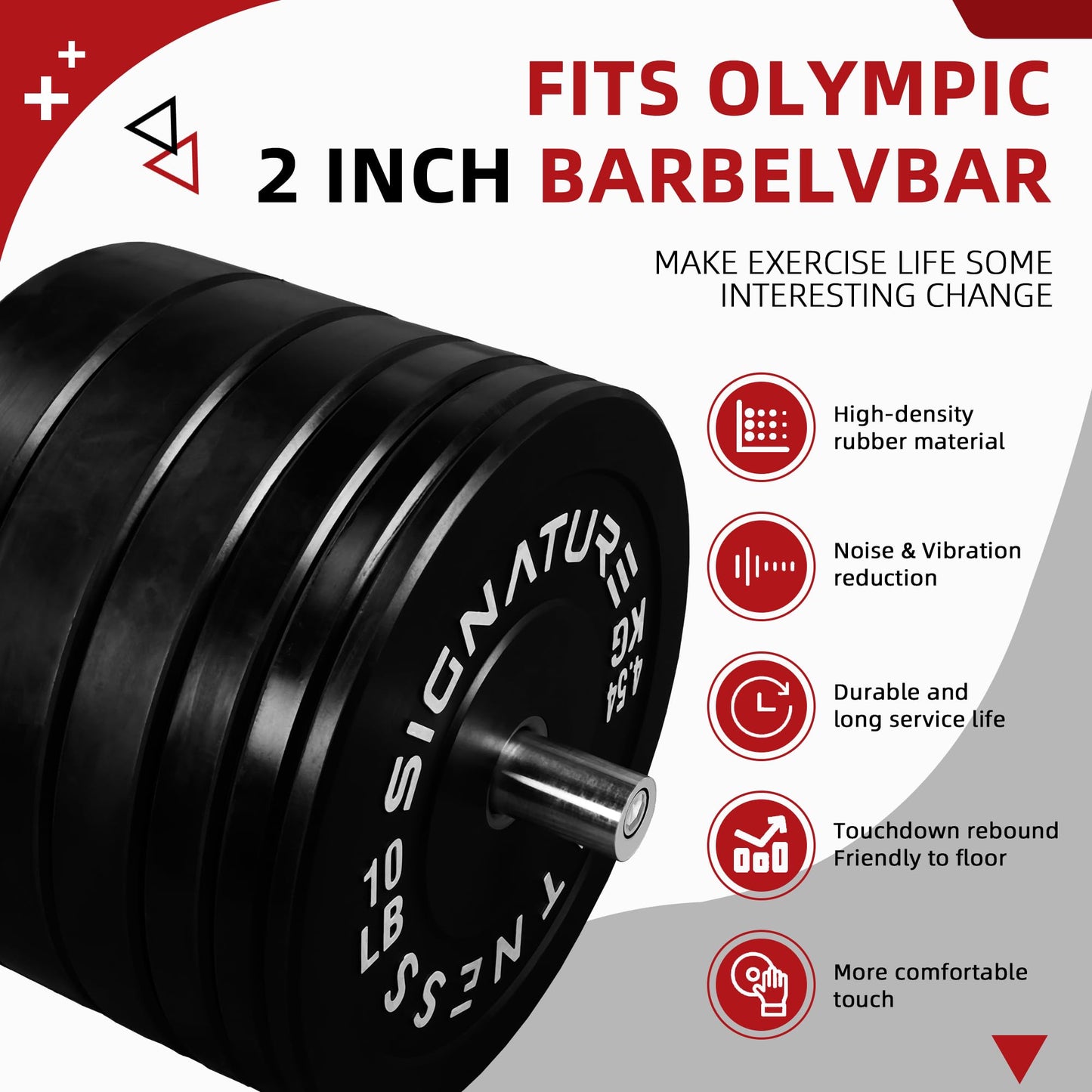 Fitvids 2-Inch Olympic Rubber Weight Plates Sets, Bumper Plates Set for Strength Training, 280 Lbs Set, Black